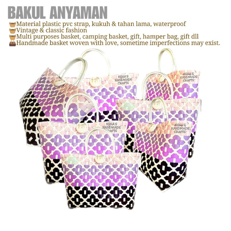 Bakul Anyaman Sakura Size S M L Pre Order Kraftangan Sarawak