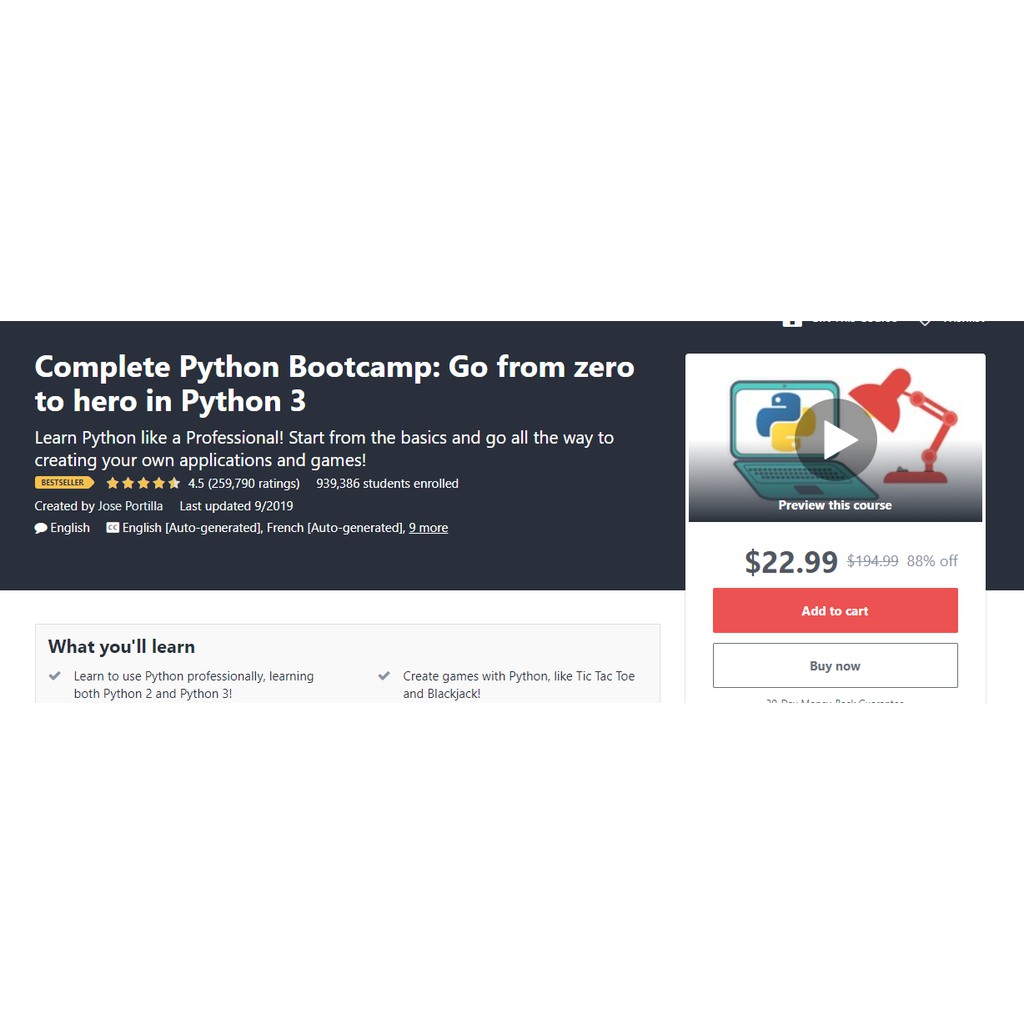 Course Udemy Complete Python Bootcamp Go From Zero To Hero In