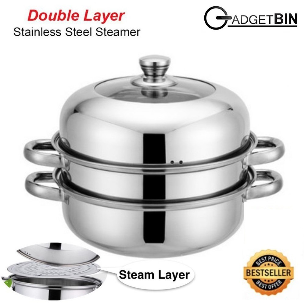 Gadgetbin Cm Layers Hot Pot Steamer Soup Stainless Steel Cookware