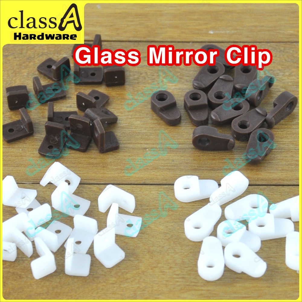 ClassAHW Wall Glass White Brown Mirror Frame Bracket Clip Clamp Support