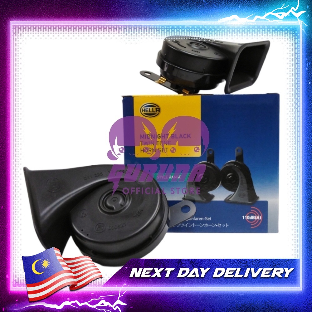 Original Hella Midnight Black Twin Tone Horn Set Shopee Malaysia