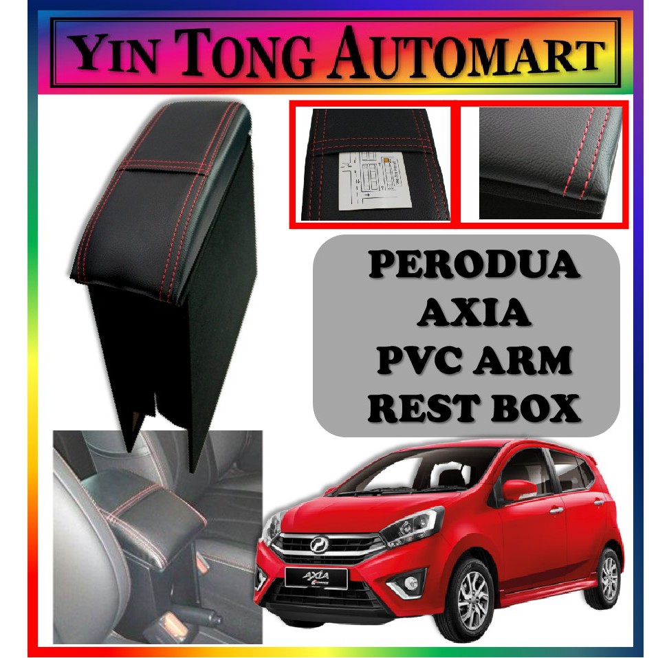 Perodua Axia Pvc Arm Rest Box With Red Line Shopee Malaysia