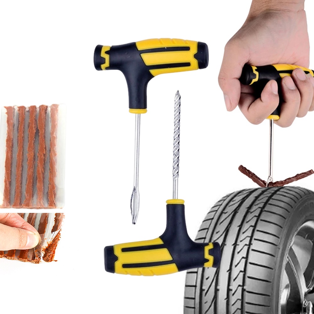 Car Tire Repair Tools Kit With Rubber Strips Tubeless Tyre Puncture