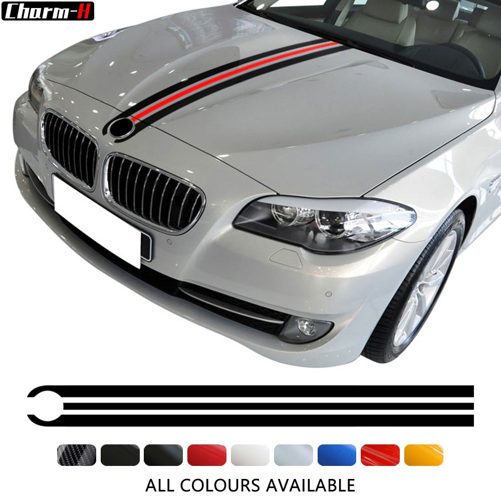 Universal Length Car Hood Bonnet Racing Stripes Lines Decals Engine