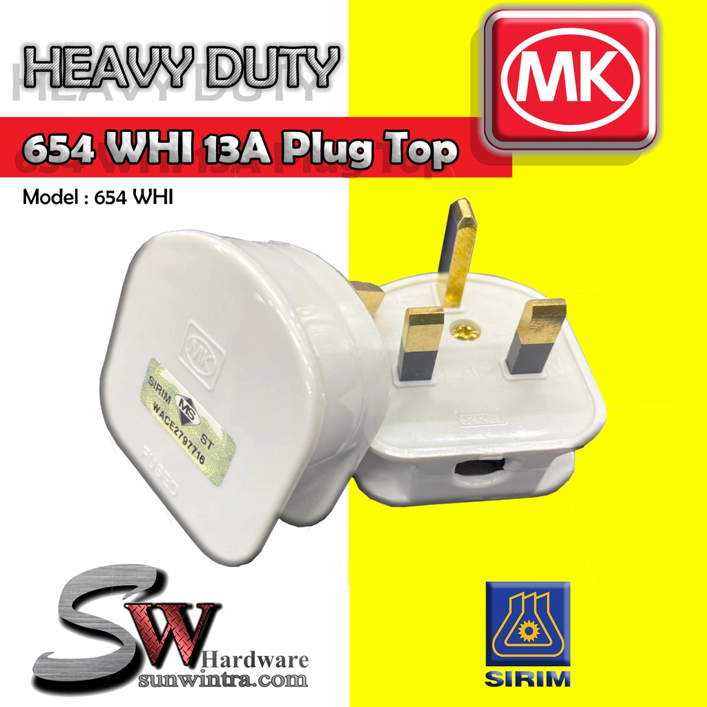 MK 654 13A 250V Fused Plug Top Heavy Duty SIRIM Approved White Shopee