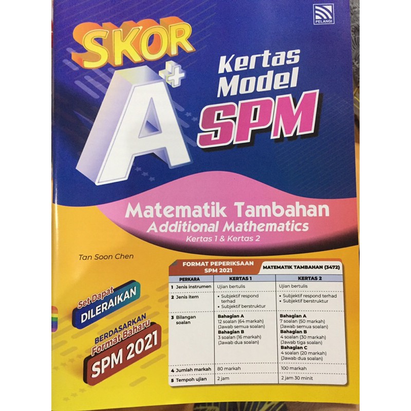 Skora Kertas Model Spm Matematik Tambahan Bilingual Kertas