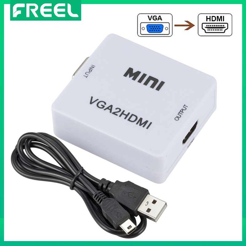 FREEL Mini VGA To HDMI Converter VGA2HDMI Video Box Audio Adapter 1080P