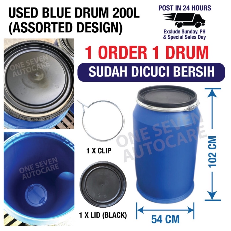 Tong Drum Plastik 200Liter Blue Drum Plastic Bekas Tong Open Top