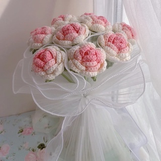 Ins Artificial Tulip Flower Hand Woven Flowers Bouquet Birthday Gift