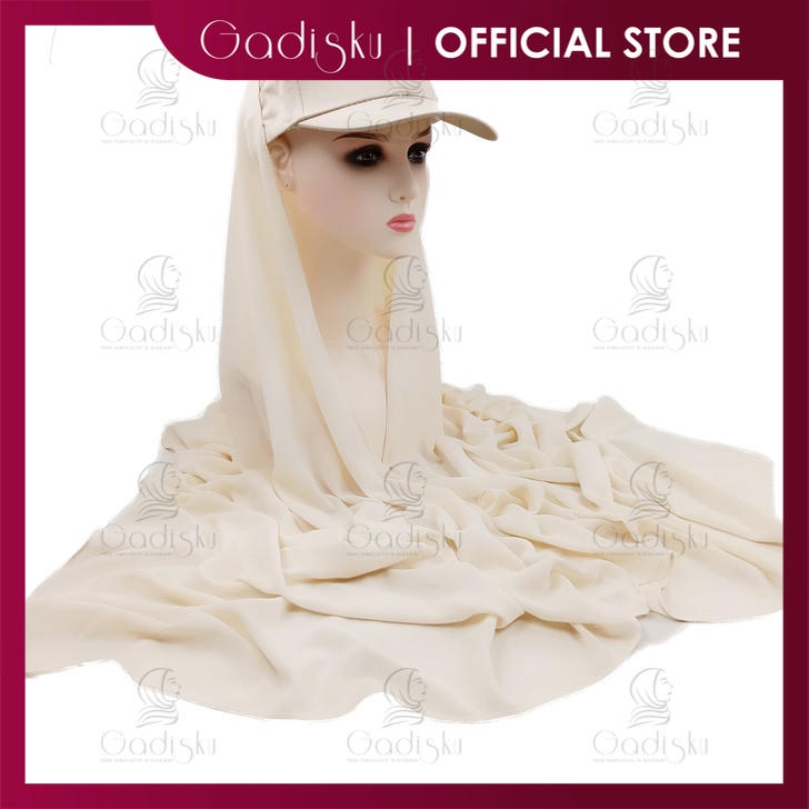 Gadisku Muslim Fashion Hijab New Baseball Head Cap Hijab Solid Chiffon