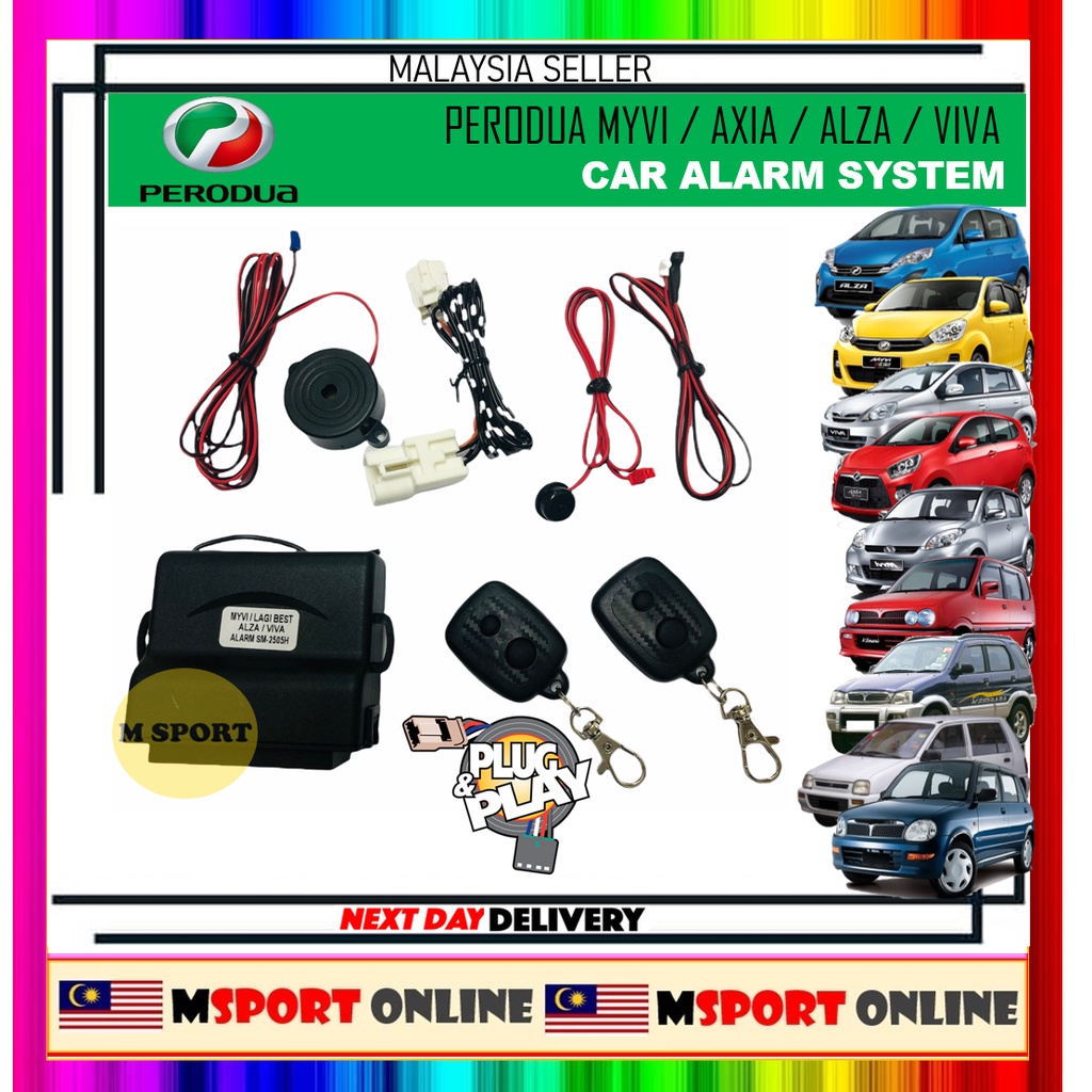 Perodua Myvi Alza Viva Axia Full Set Oem Alarm System Plug Play