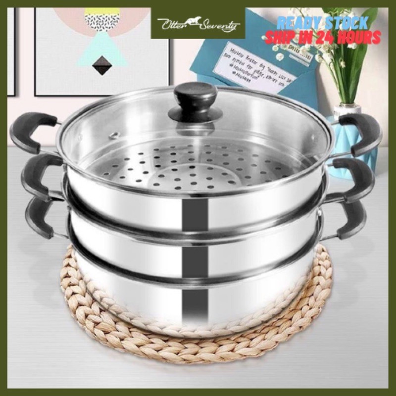 Ready Stock In Malaysia 3 Layes 28cm Stainless Steel Food Steamer