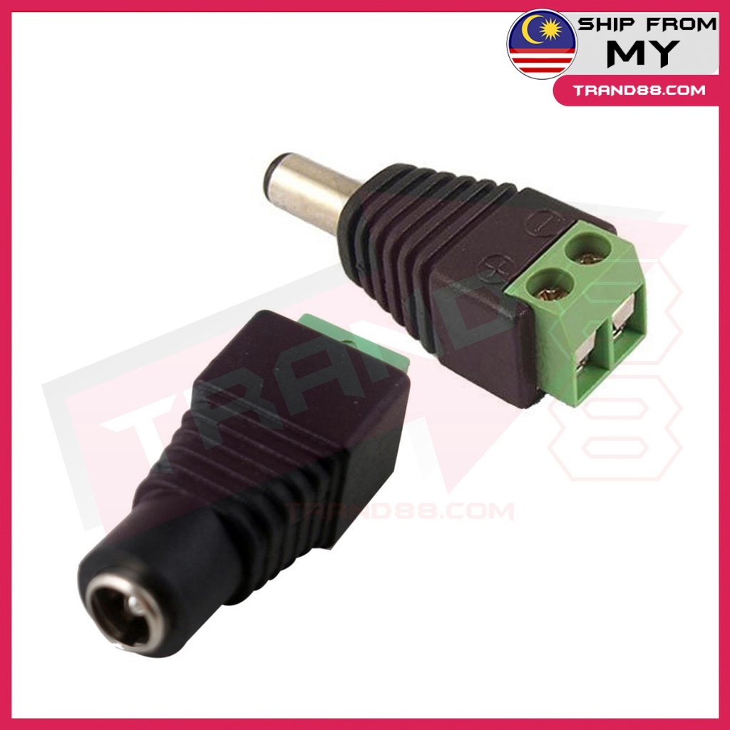 Male Female 2 1X5 5Mm Dc Power Plug Jack Adapter Connector For CCTV