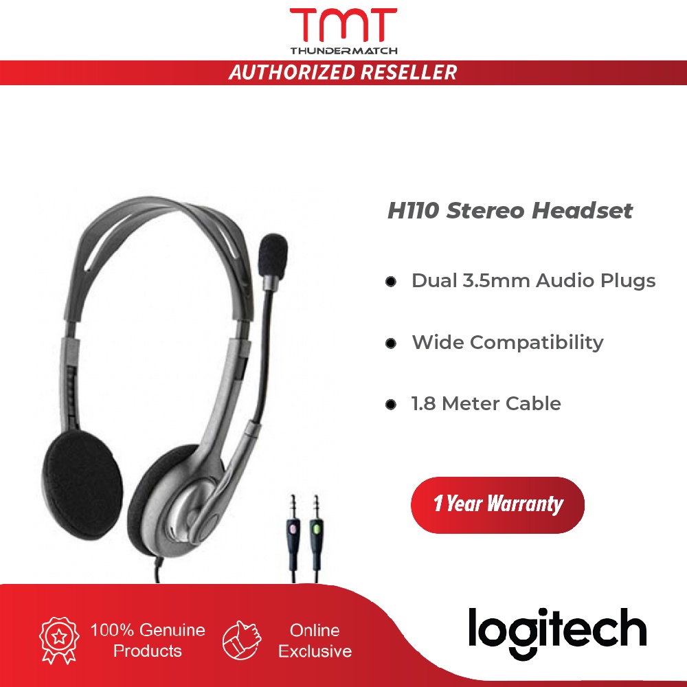 Logitech H Stereo Headset With Dual Mm Audio Plugs Stereo Headset