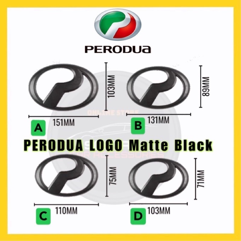 Perodua Matte Black Logo For Axia Bezza Myvi Alza Aruz Universal P