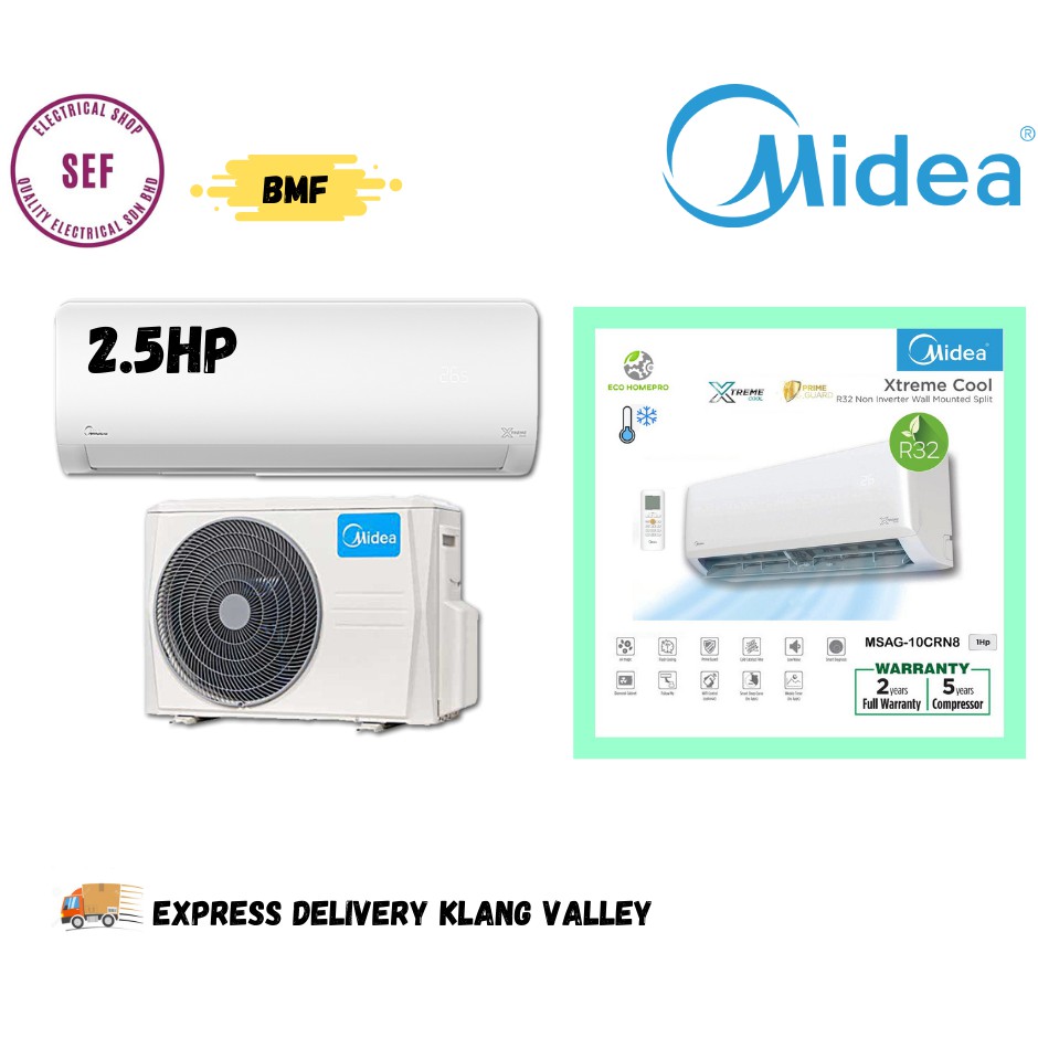 Delivery Klang Valley Only Midea Air Conditioner Non Inverter Hp