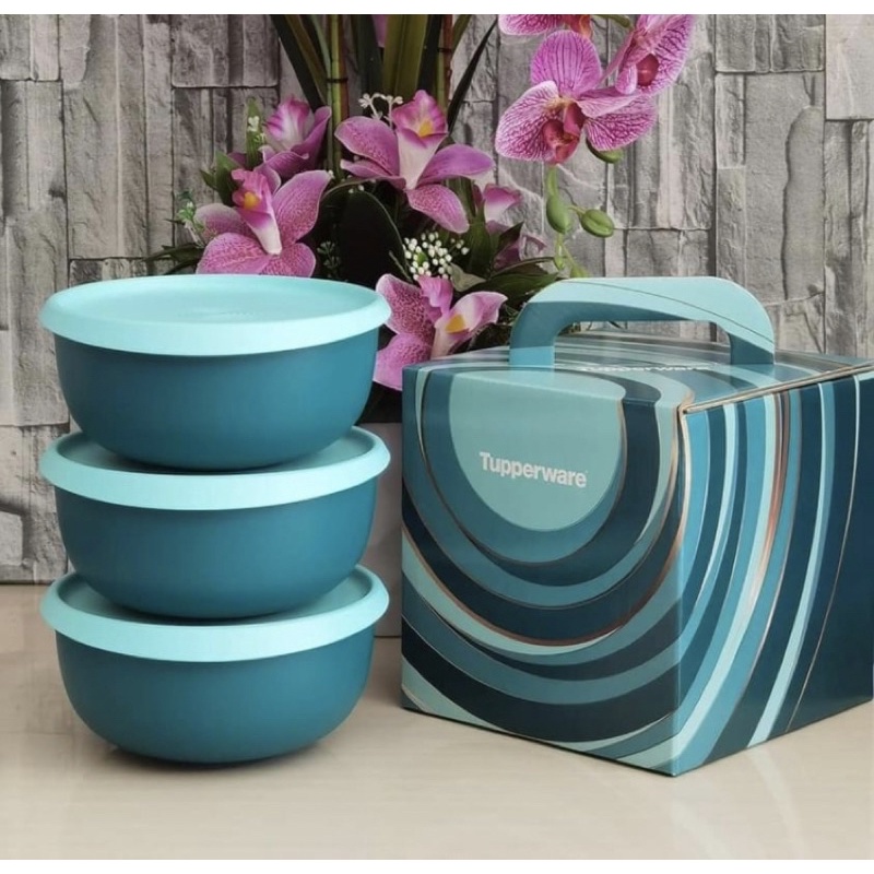 Tupperware Blossom Bowl 1 3L Set 3 Units With Gift Box Set 550ml 3