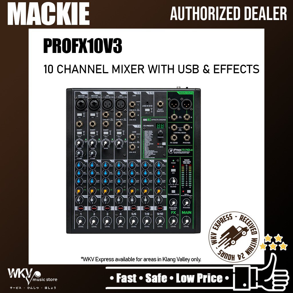 Mackie ProFX10v3 10 Channel Mixer With USB And Effects Pro FX 10v3