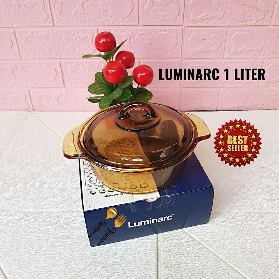 Luminarc Vitro Amber Blooming Cooking Pot Liter Lid Shopee Malaysia