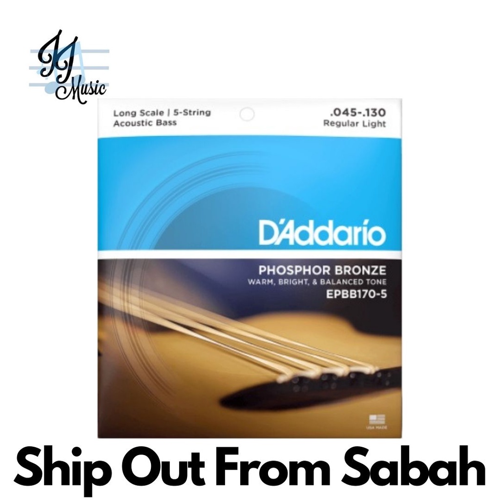 D Addario EPBB170 5 Phosphor Bronze 5 String Long Scale 45 130