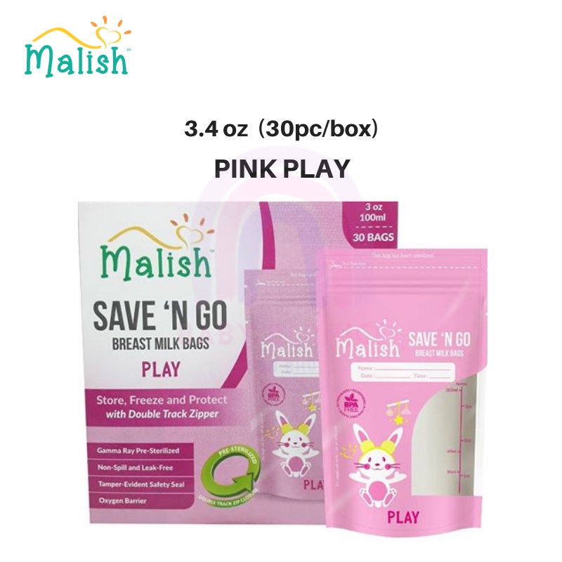 Malish Breastmilk Storage Bag Save N Go Double Ziplock Breast Milk