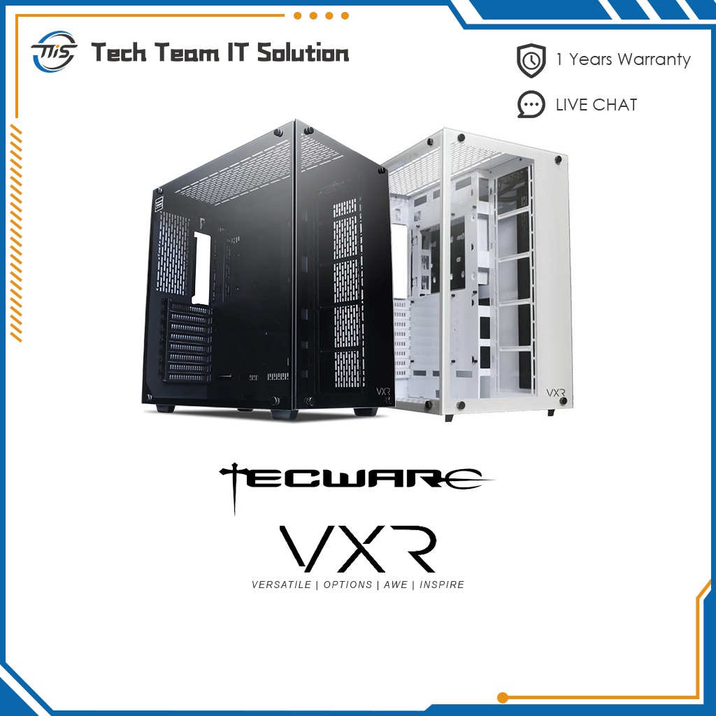 TECWARE VXR TG PREMIUM ATX GAMING CASE BLACK WHITE Shopee Malaysia