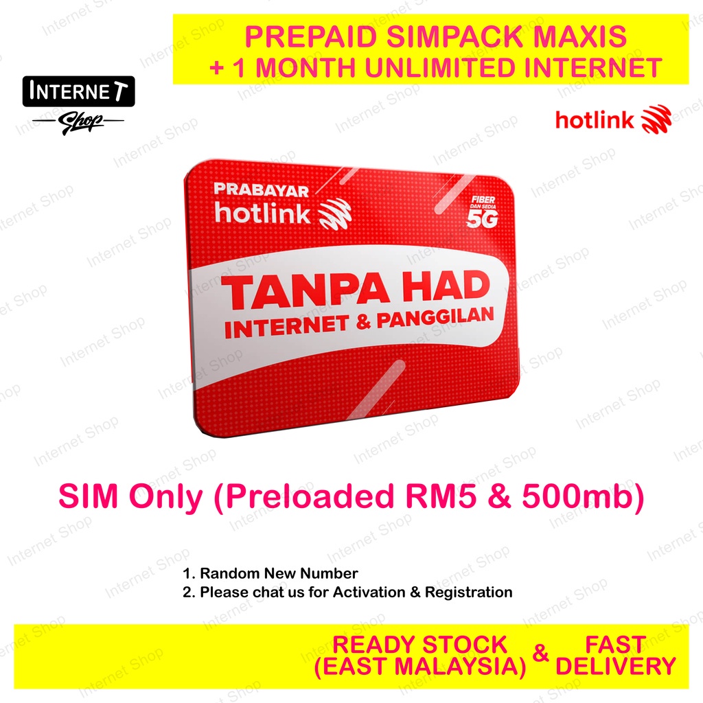 Hotlink Tanpa Had Unlimited Prepaid Simcard With Month Internet Sim