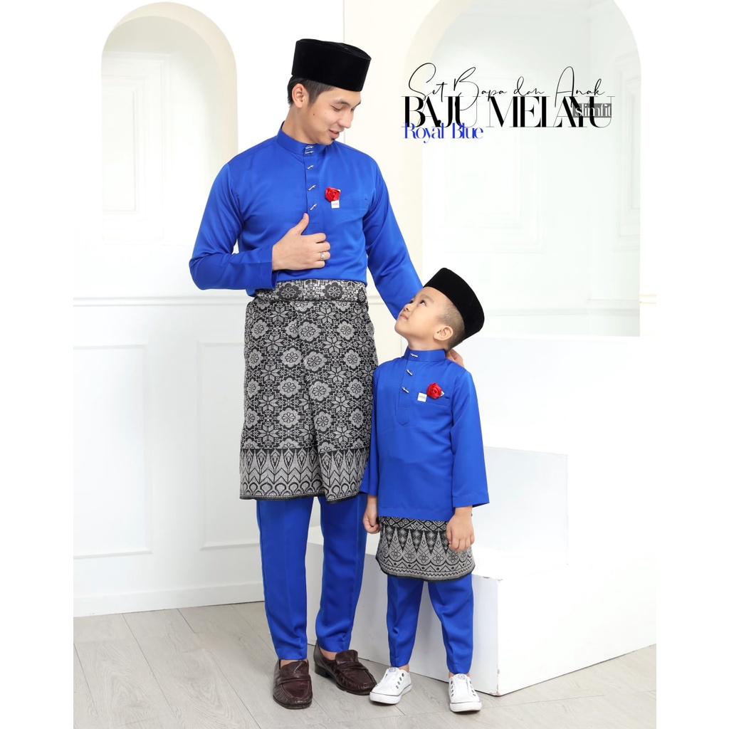 Moff Baju Melayu Slim Fit Sakura Slimfit In Royal Blue Raya