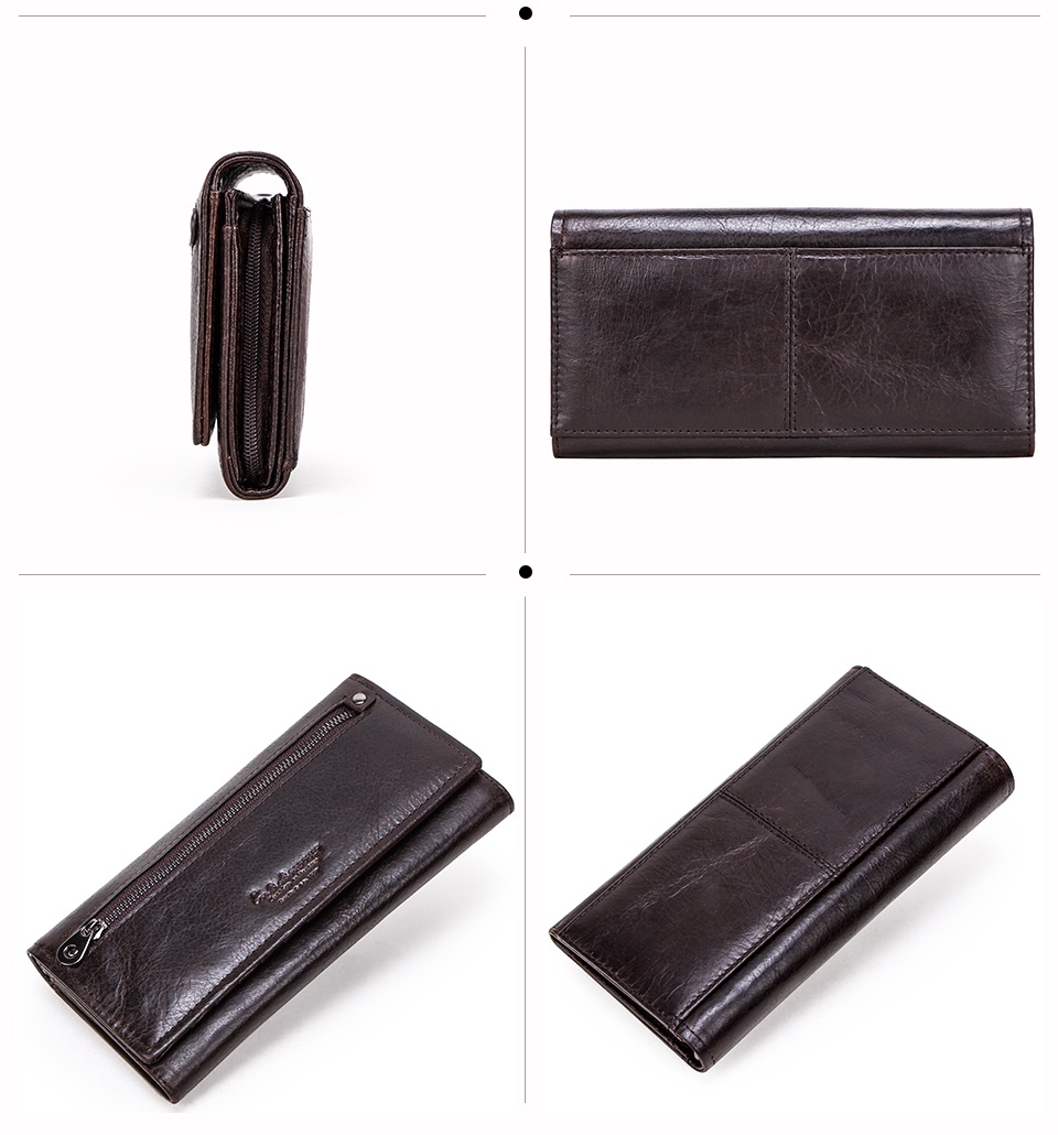 Contact S Raya Genuine Leather Men Long Wallets With Zipper Coin Large