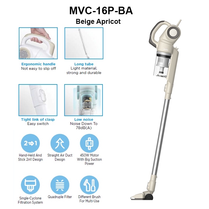 Midea Hand Held Stick Type 2 In 1 Design Vacuum Cleaner 450W MVC 16P