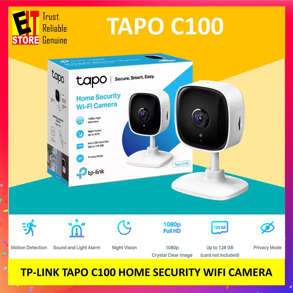 TP LINK TAPO C100 HOME SECURITY WIFI CAMERA FREE 16GB MICRO SD