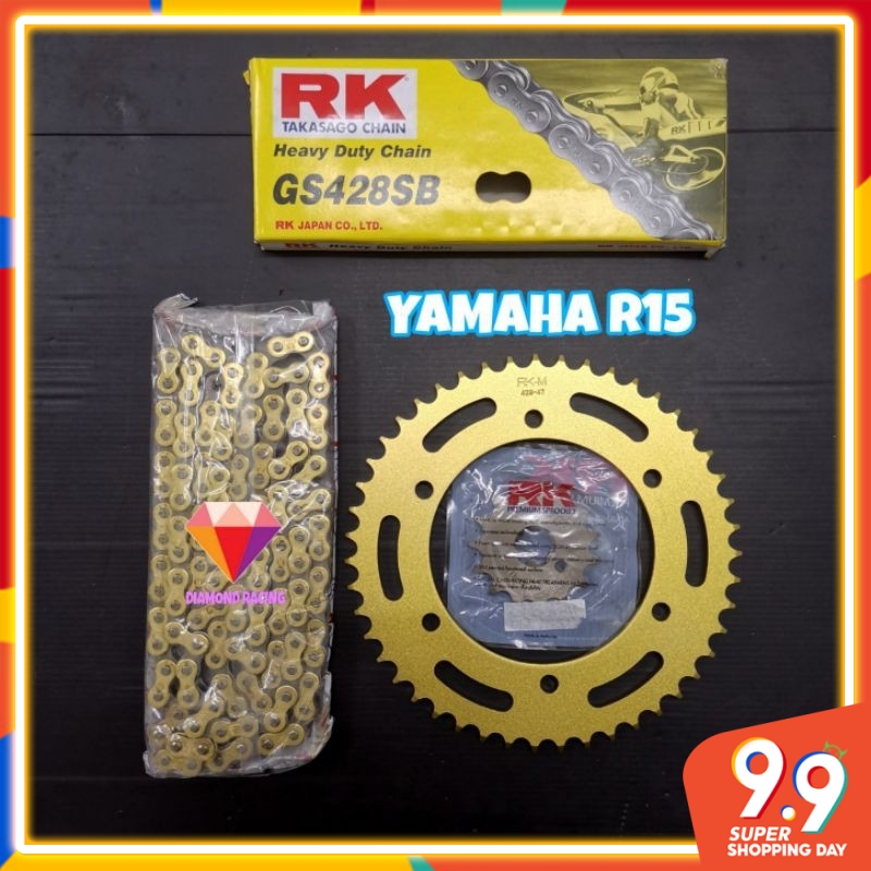 YAMAHA R15 MT15 428 RKM RK Gold Sprocket Combo RK Gold Chain Shopee