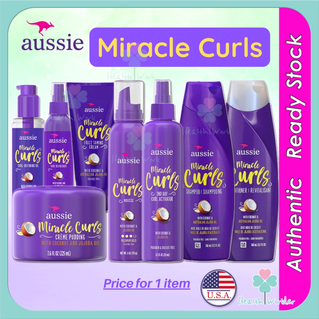 Aussie Miracle Curls Shampoo Conditioner Frizz Taming Cream Curl