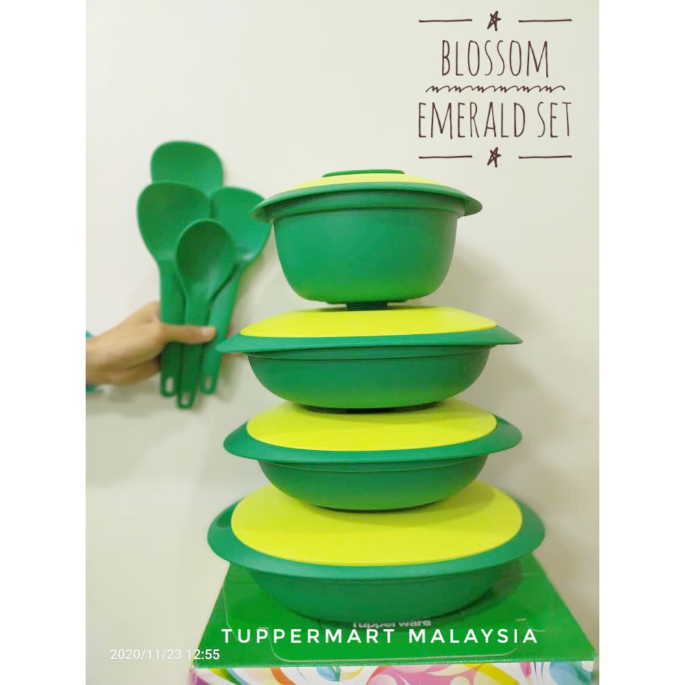 Tupperware Blossom Emerald Microwaveable Set Shopee Malaysia