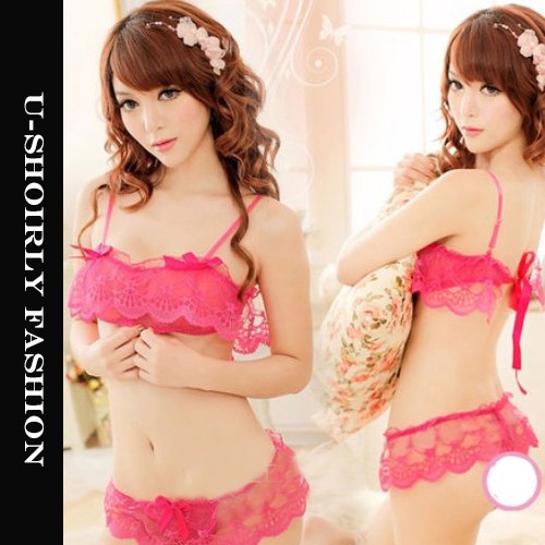 U SHOIRLY Women Transparent Lace Bikini Bra Panties Sleepwear BS240 4