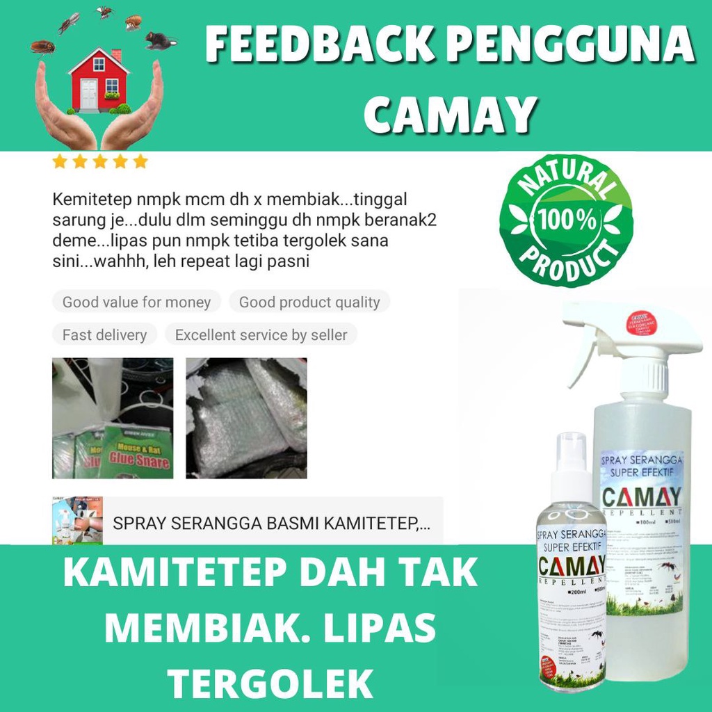 Camay Spray Serangga Organik 500ml Racun Semut Berkesan Lalat Lipas