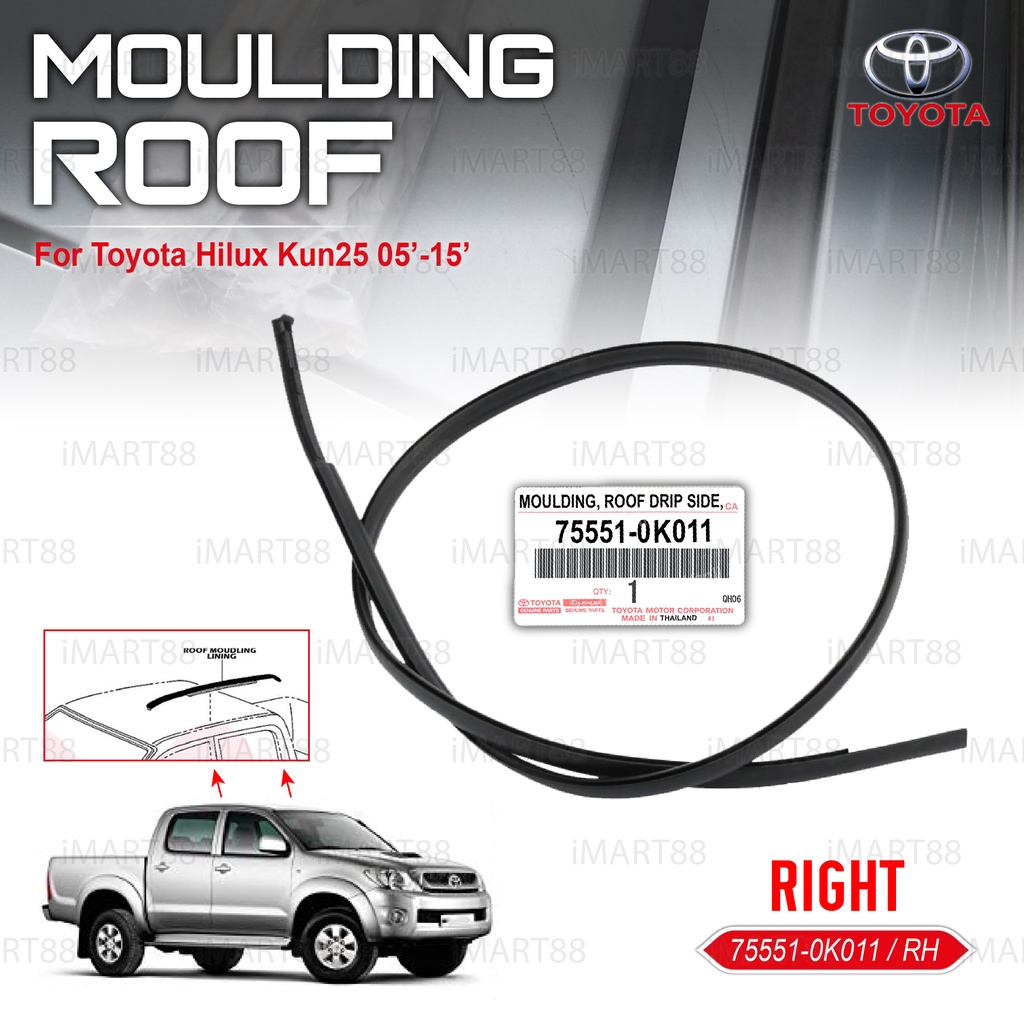 ORIGINAL Toyota Hilux 05 15 Kun25 ROOF MOULDING LINING RUBBER OUTER