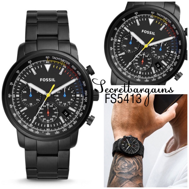 Fossil Goodwin Chronograph Black Stainless Steel Watch FS5413 Shopee