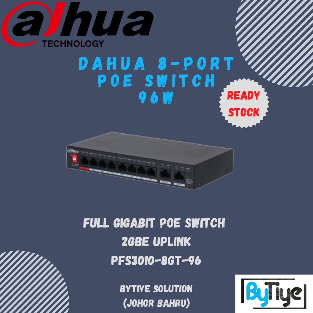 Dahua 10 Port Gigabit Unmanaged Desktop Switch With 8 Port PoE For IP