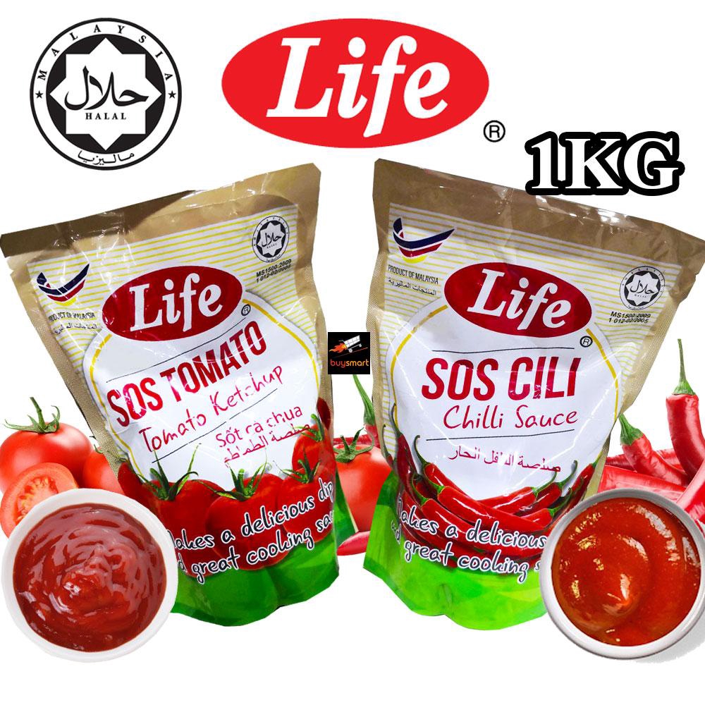 Life Chilli Sauce Tomato Ketchup 1KG Pouch Sos Cili Sos Tomato Refill