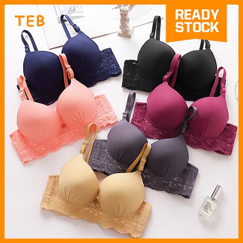 Ready Stock Plain Underwired With Lace Full Push Up Coverage Bra