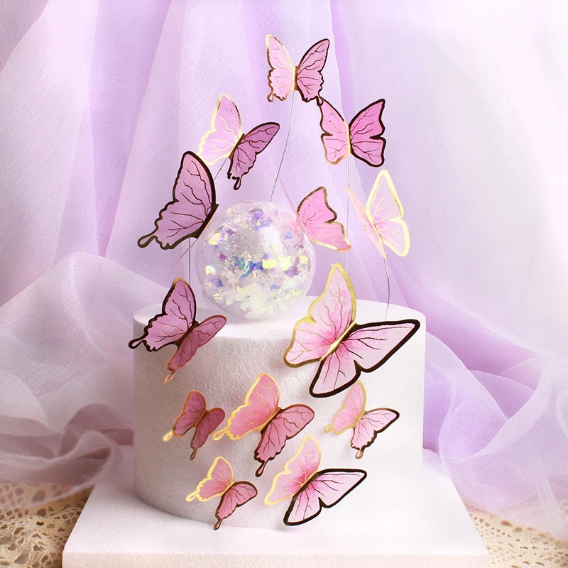 Butterfly Cake Toppers Pink Butterfly Birthday Cupcake Topper For