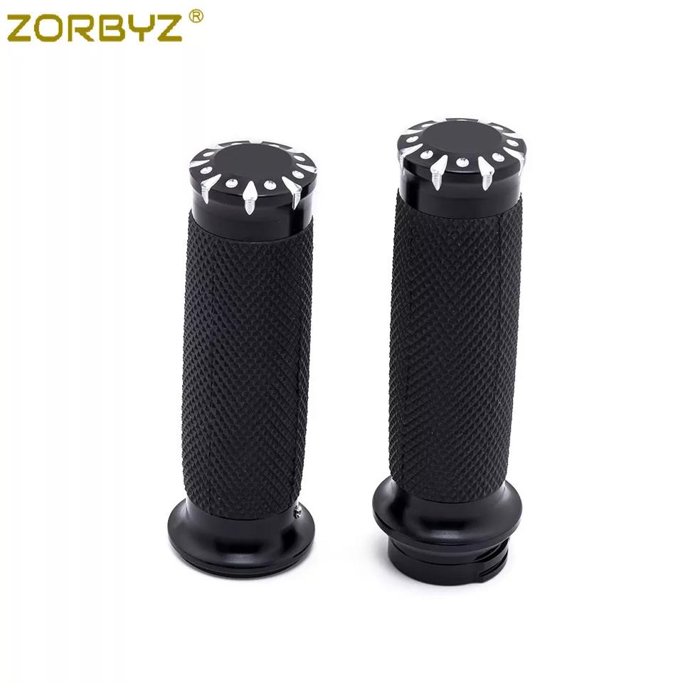 Zorbyz Motorcycle Mm Black Cnc Edge Cut Handle Bar Hand Grips For