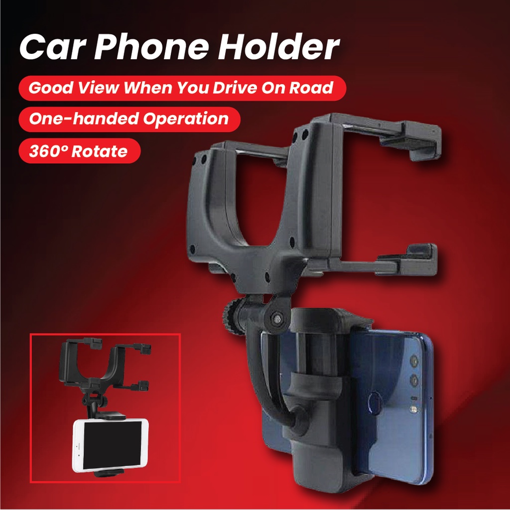 Universal 360 Rotating Car Rear View Mirror Phone Holder Mount Stand