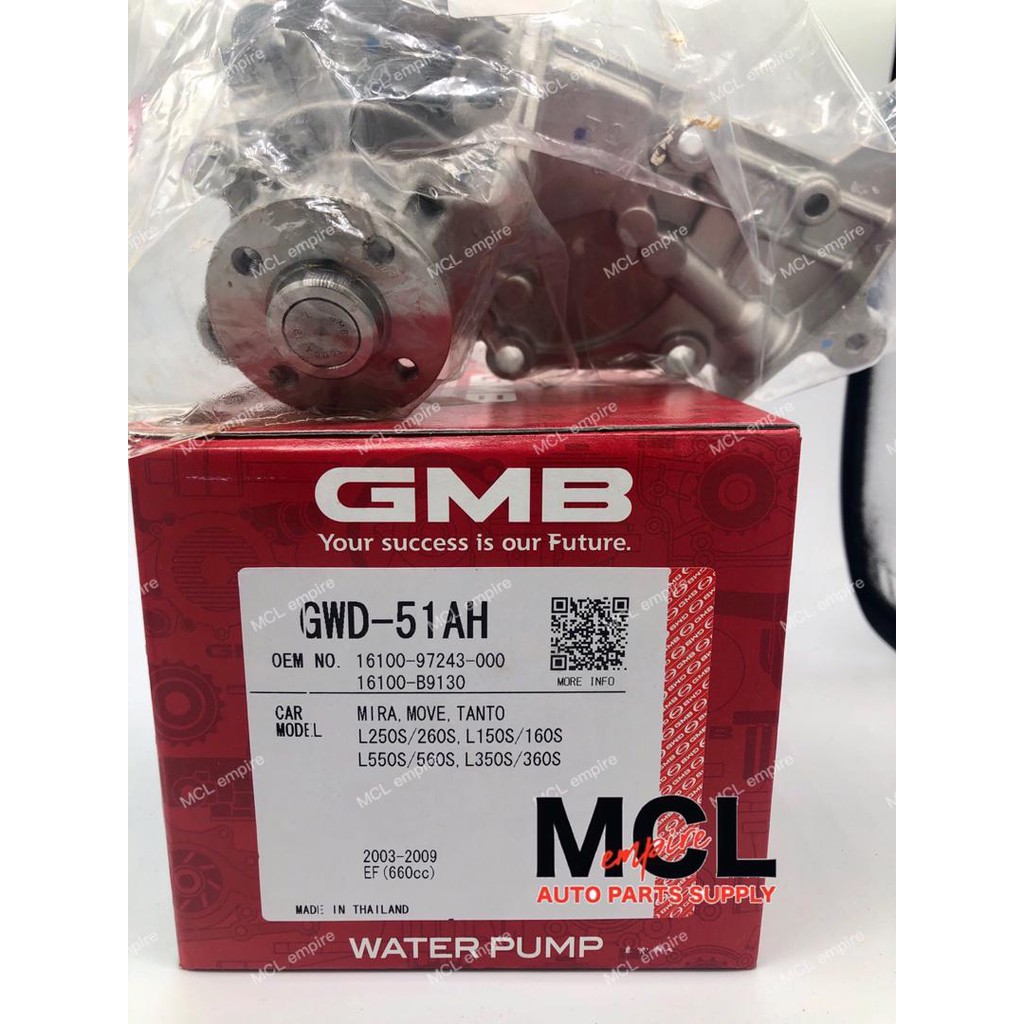 GMB Thailand Water Pump GWD 51AH Perodua Viva 660 850 With