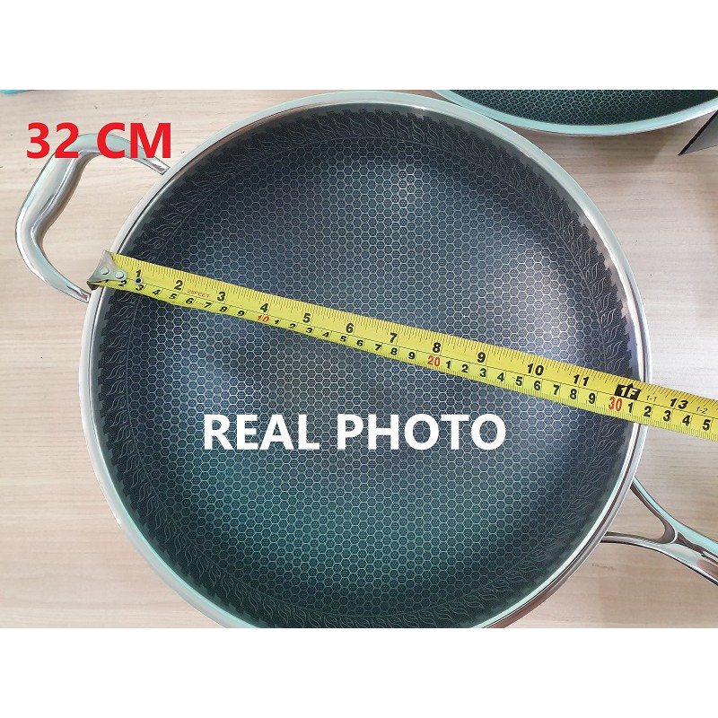 Cm Double Sided Full Screen Stainless Steel Non Stick Wok Pan