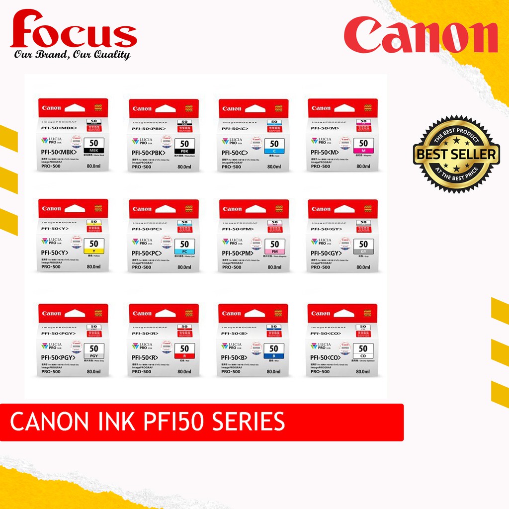 CANON PRO 500 SERIES PFI 50 MBK PBK C M Y PC PM GY PGY