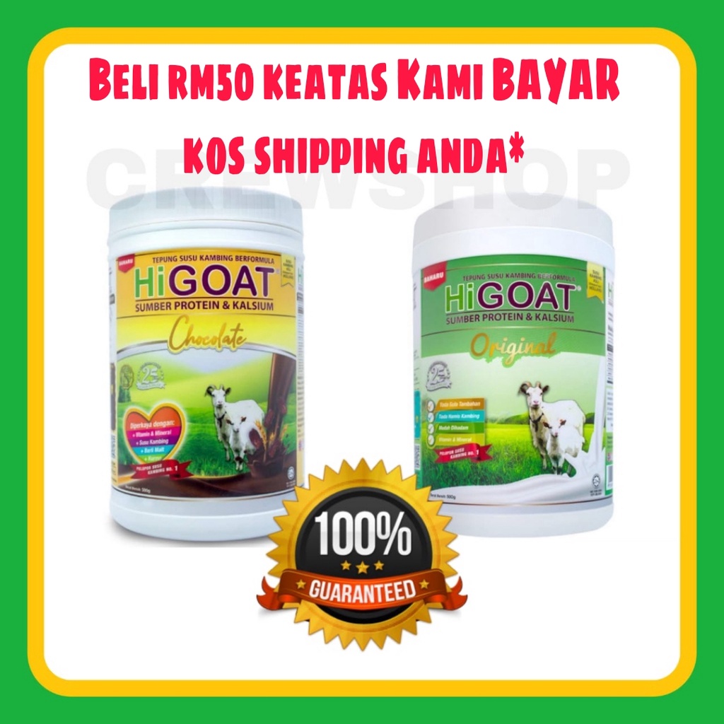 SUSU HiGOAT COMBO SET ORIGINAL 100 SUSU KAMBING CHOCOLATE 500GM