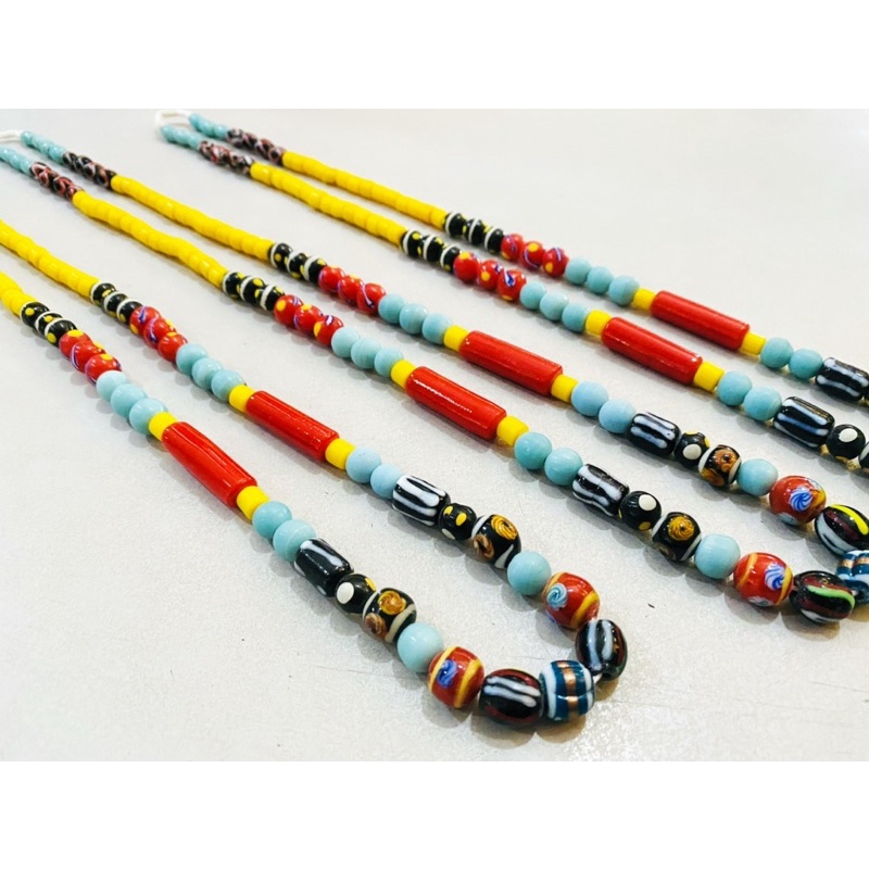 Rantai Manik Motif Etnik Iban Colored Stone Beads Necklace Kalung