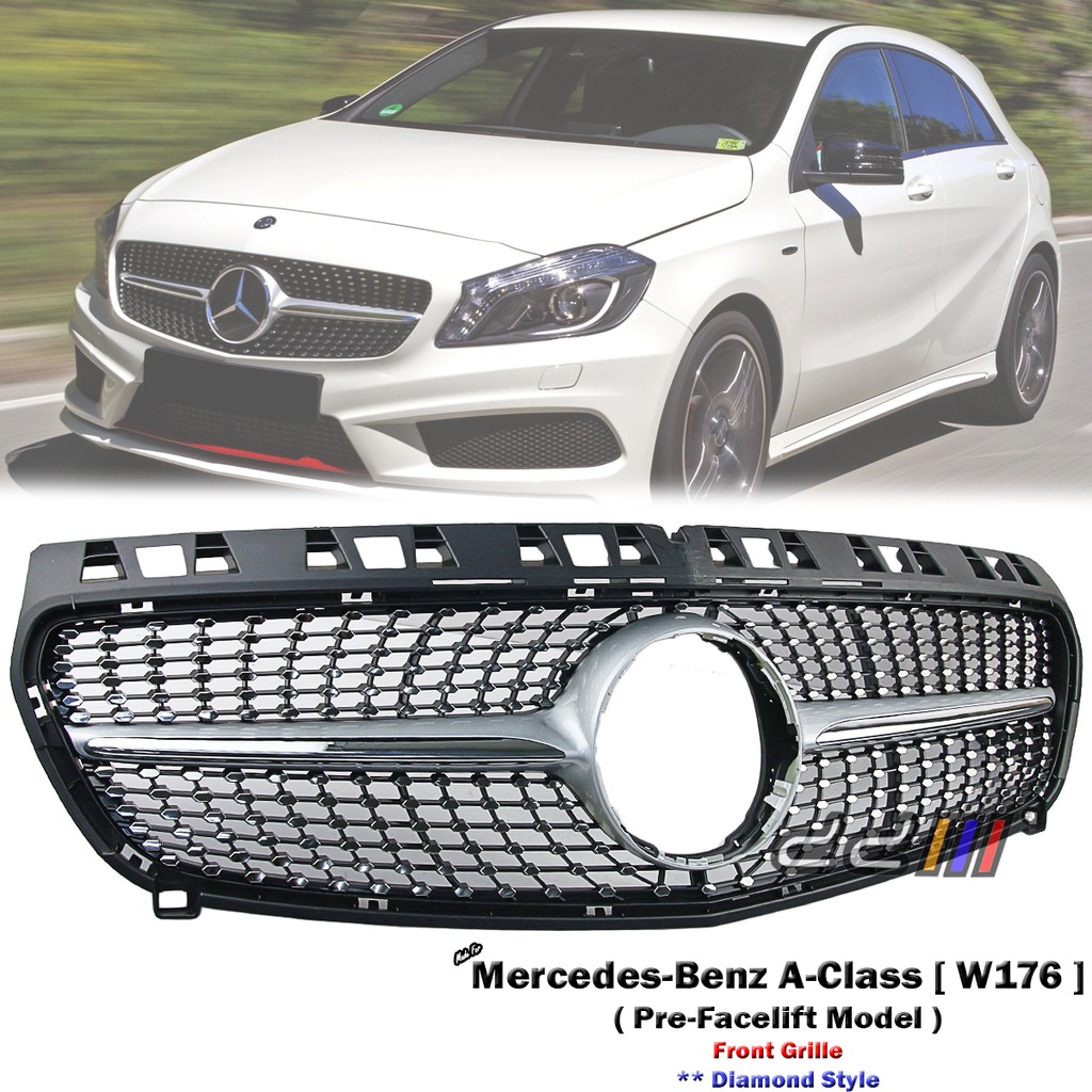 READY STOCK Front Silver Diamond Grille For Mercedes Benz W176 A